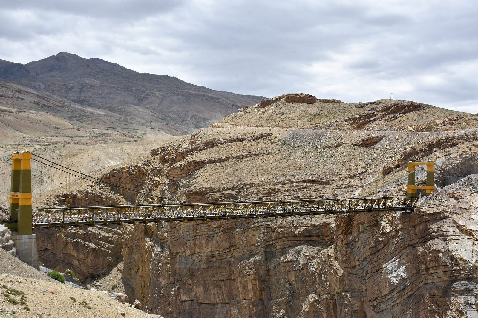 Chicham Bridge spanning a gorge in Spiti