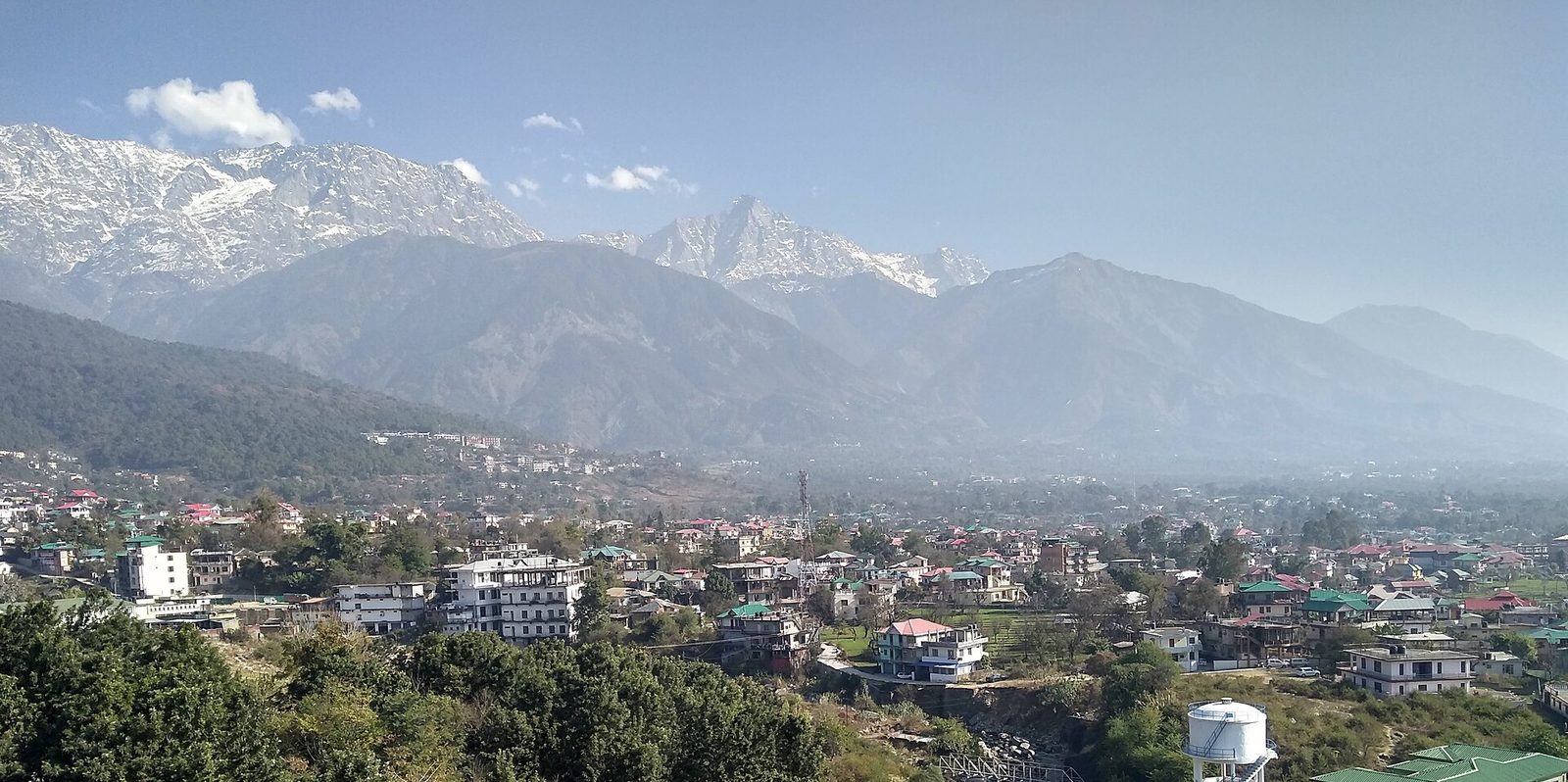 Dharamshala town below the Dhauladhar range